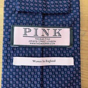 PINK Thomas Pink Men's tie Silk Navy Blue/Pink color New without tag